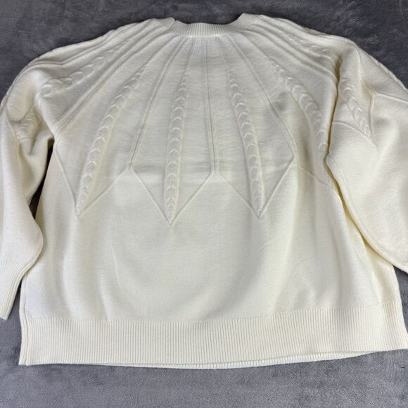 Philosophy Sweater Womens 3X Ivory Chunky Knit Pullover Crew Long Sleeve New $88 - Picture 2 of 14